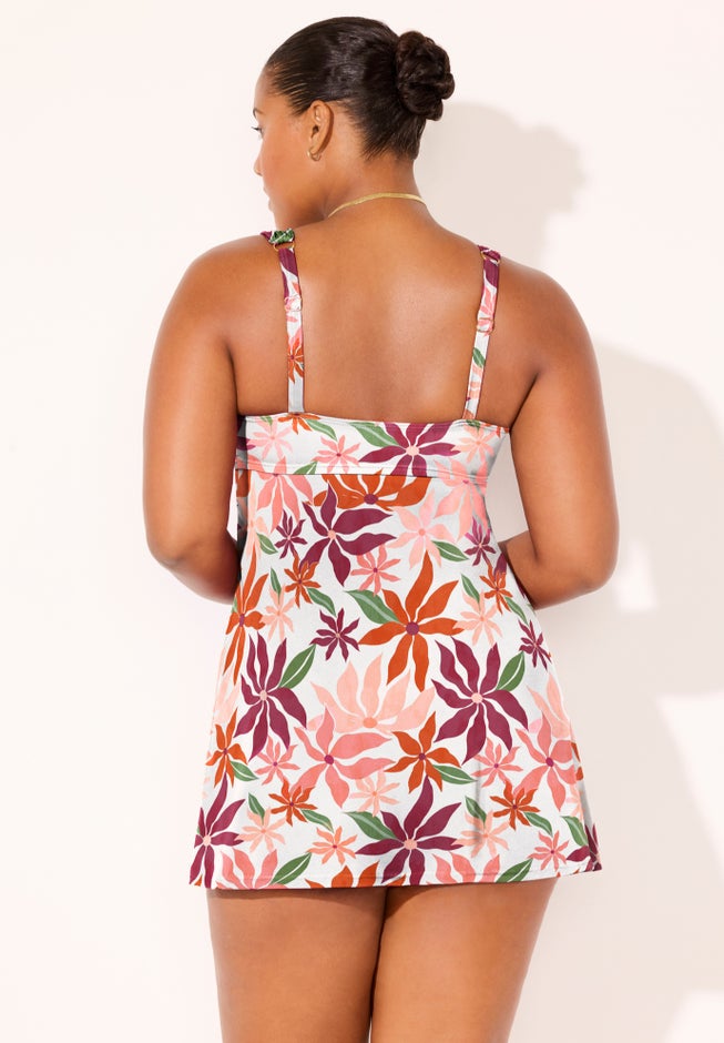 Shirred Sweetheart Two-Piece Swimdress image number 1