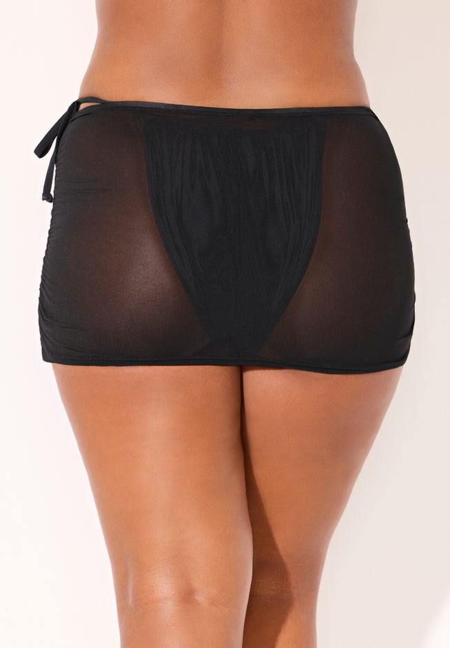 Shirred Mesh Swim Brief & Skirt Set image number 1