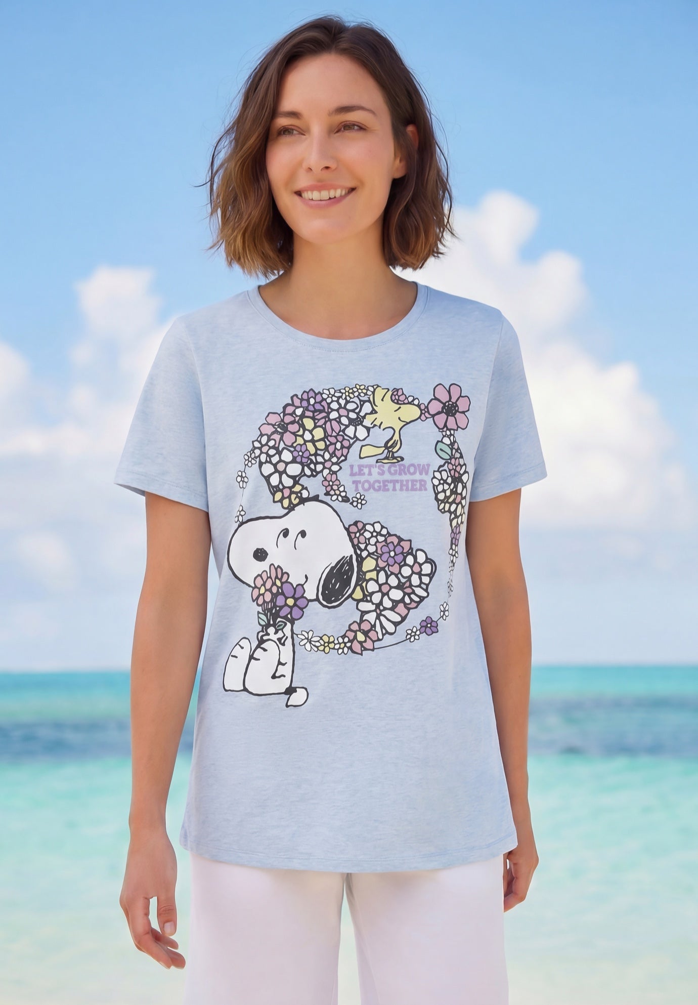 Earth Snoopy Crewneck Tee image number 0