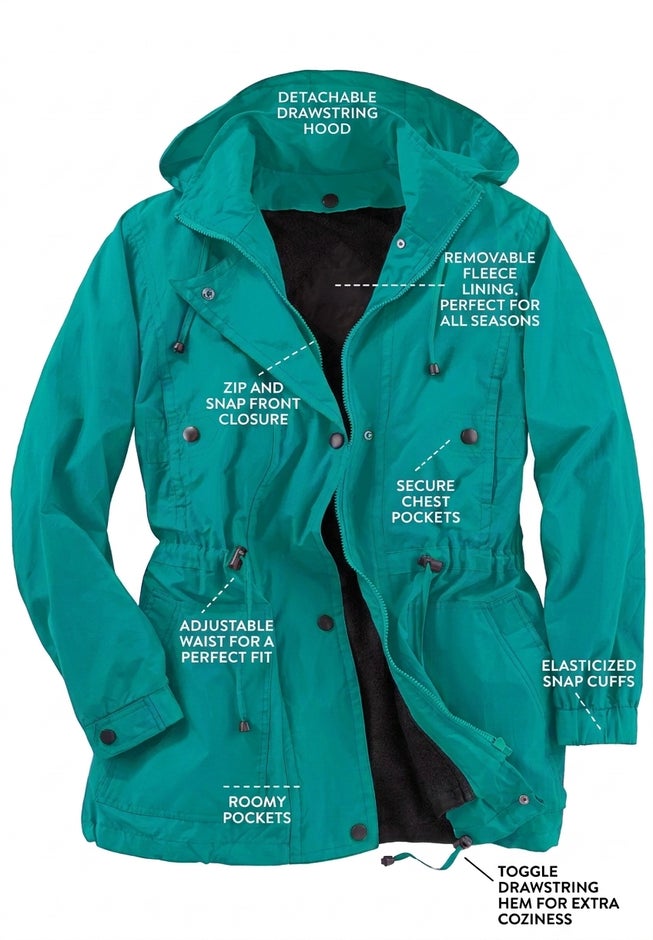 Taslon&reg; Anorak Jacket with Removable Fleece Lining image number 1