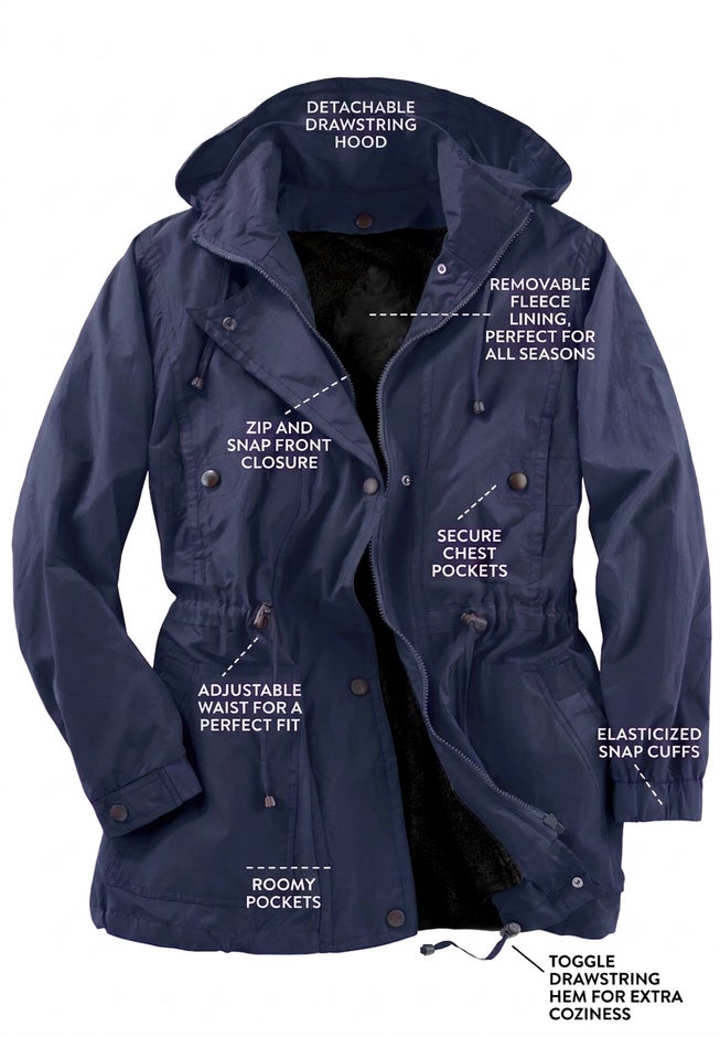 Taslon&reg; Anorak Jacket with Removable Fleece Lining image number 1