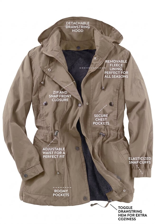 Taslon&reg; Anorak Jacket with Removable Fleece Lining image number 1