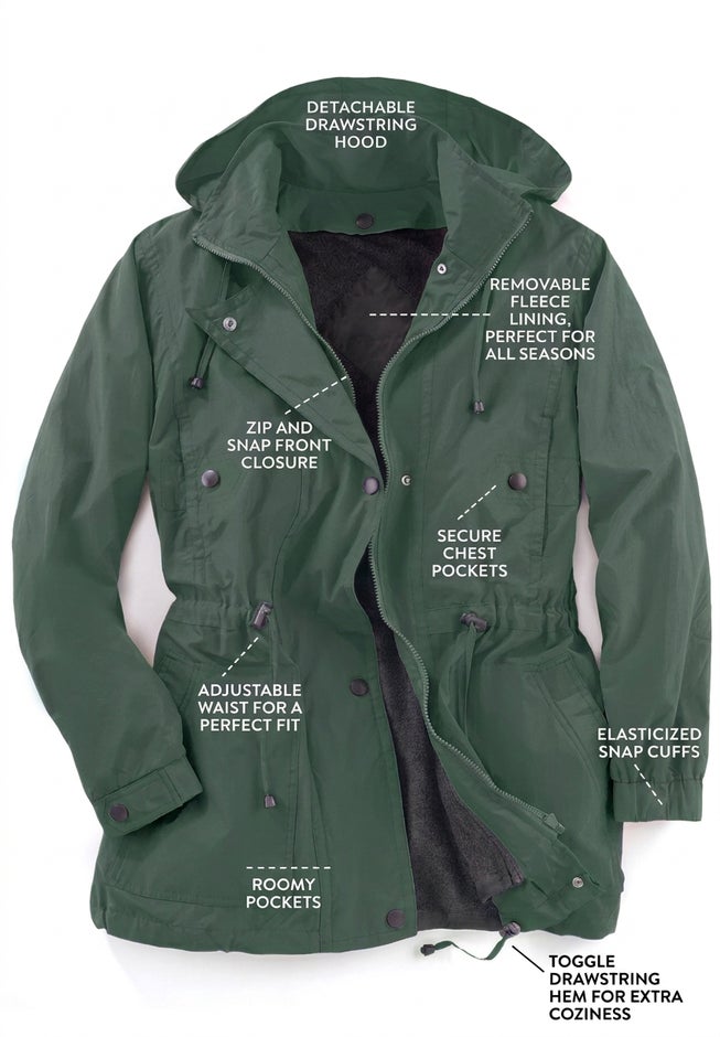 Taslon&reg; Anorak Jacket with Removable Fleece Lining image number 1