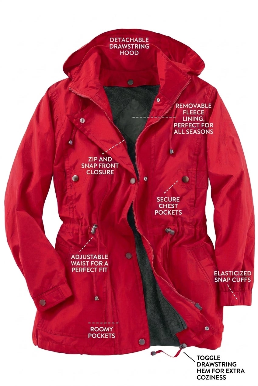 Taslon&reg; Anorak Jacket with Removable Fleece Lining image number 1