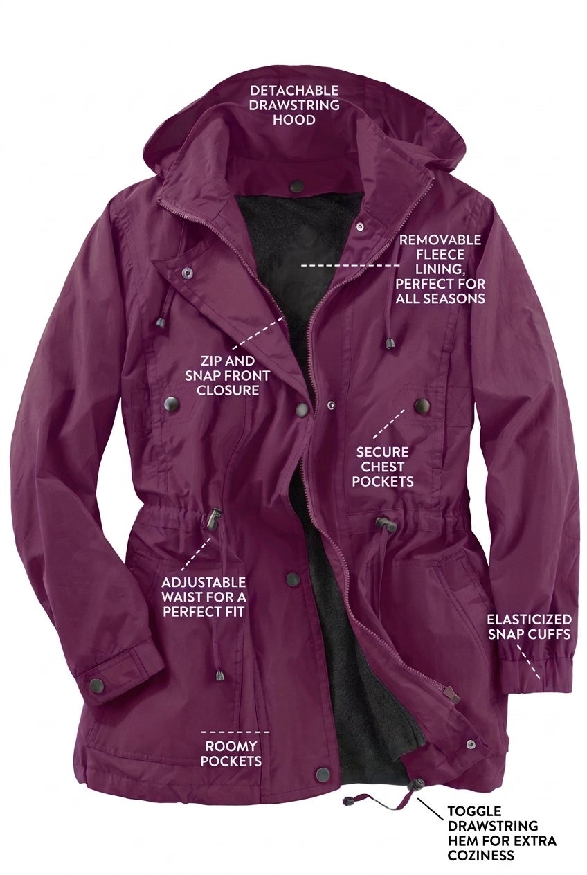Taslon&reg; Anorak Jacket with Removable Fleece Lining image number 1