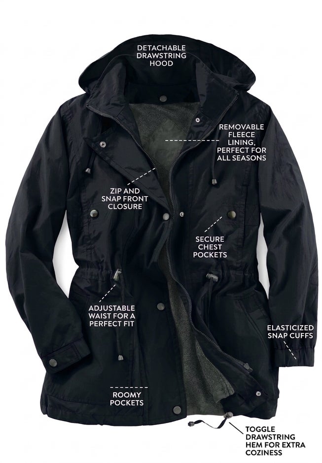 Taslon&reg; Anorak Jacket with Removable Fleece Lining image number 1