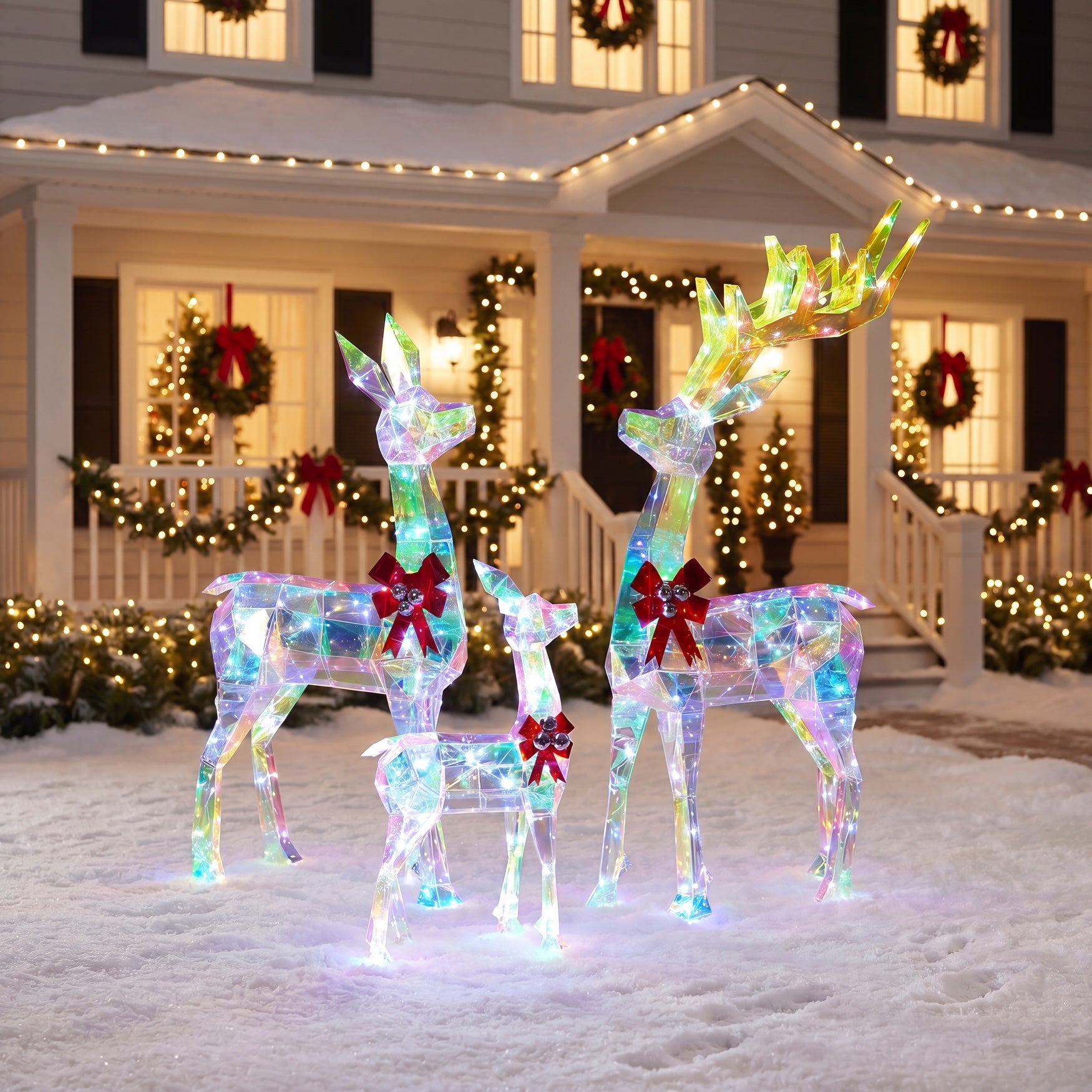 Pre-lit Prismatic Reindeer Family, Set of 3 image number 0