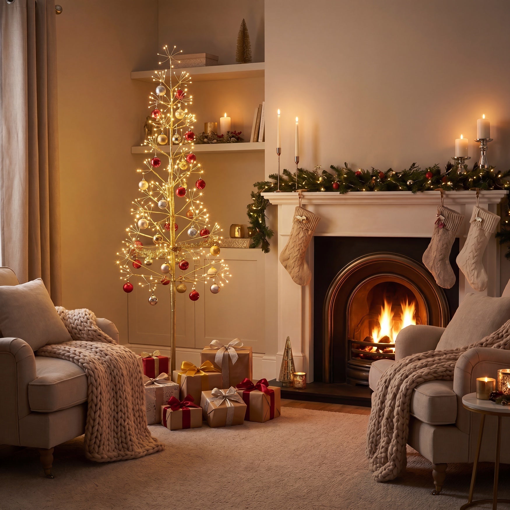 5 Ft. H Gold LED Starburst Tree image number 2