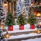 Pre-lit "JOY" Wooden Urn Tree Set, Set of 3 image number 1