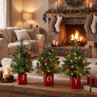 Pre-lit "JOY" Wooden Urn Tree Set, Set of 3 image number 2