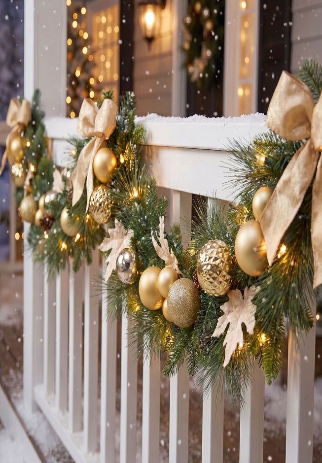 6 Ft. Pre-lit Nobel Gold Garland image number 1