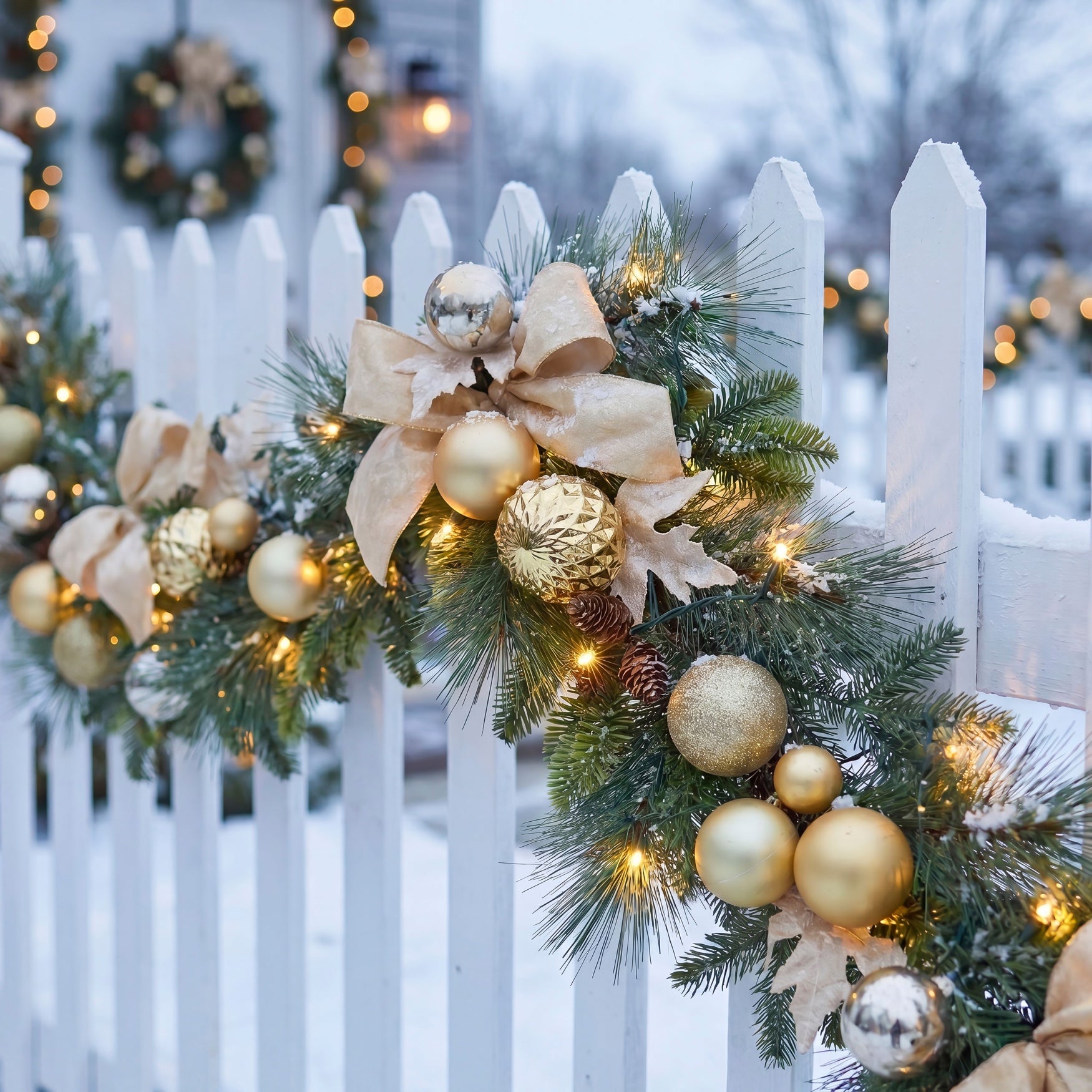 6 Ft. Pre-lit Nobel Gold Garland image number 2