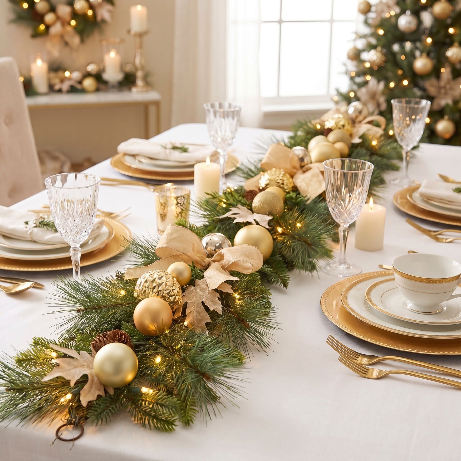 6 Ft. Pre-lit Nobel Gold Garland image number 3