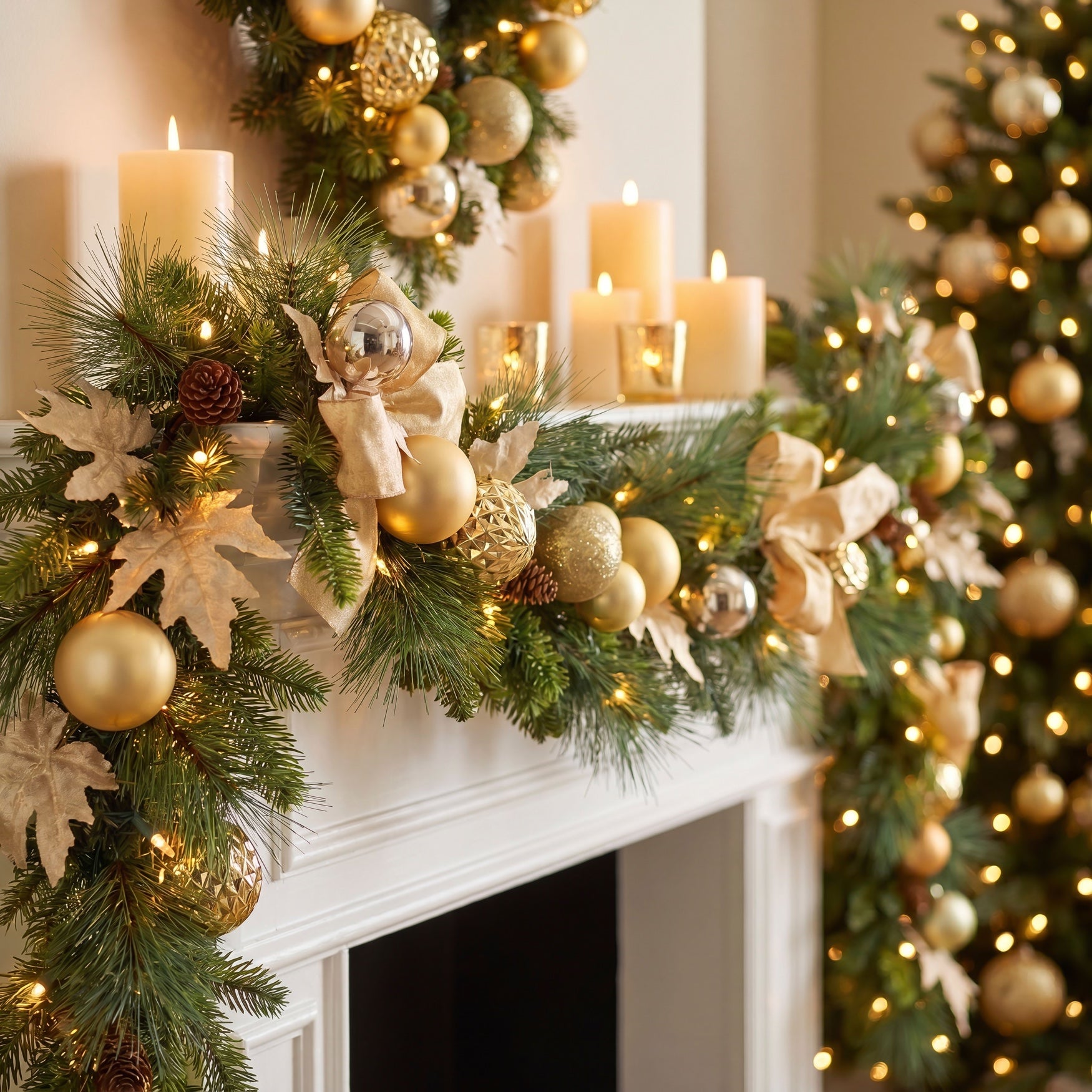 6 Ft. Pre-lit Nobel Gold Garland image number 4