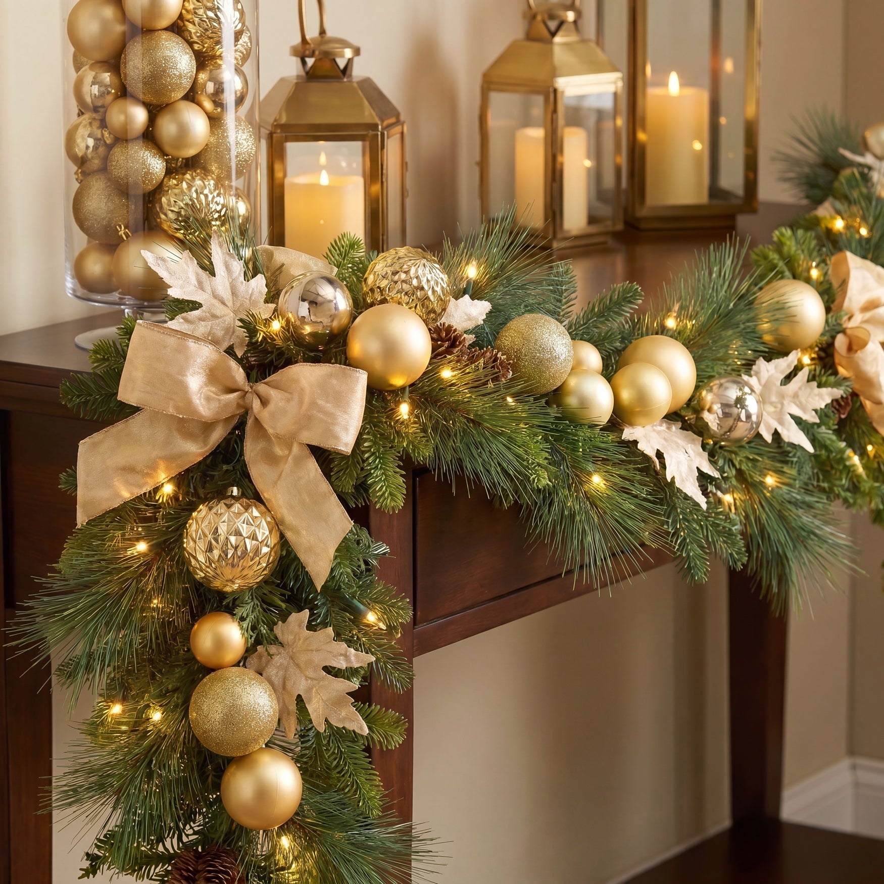 6 Ft. Pre-lit Nobel Gold Garland image number 8