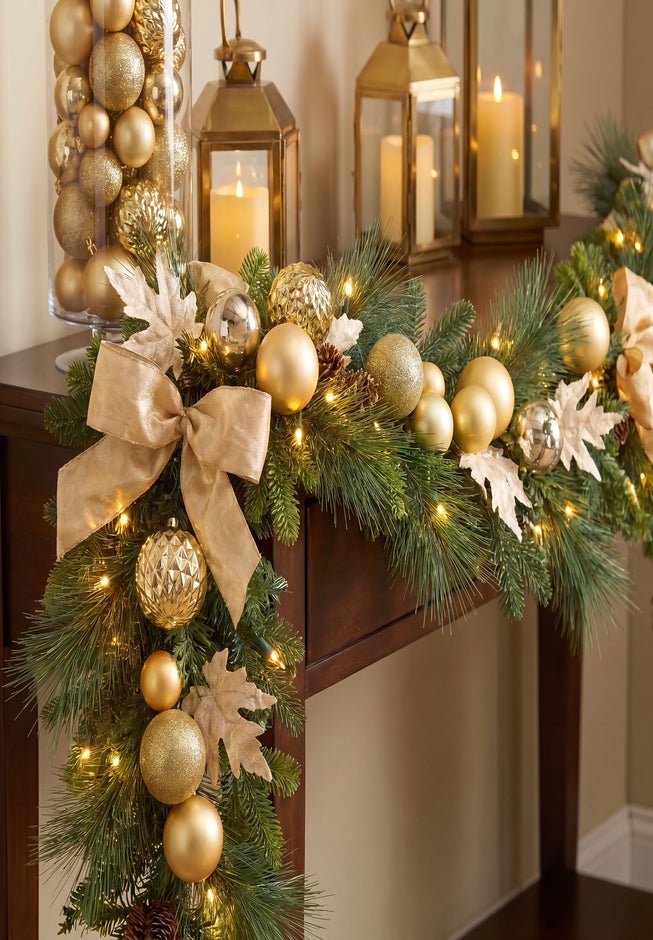 6 Ft. Pre-lit Nobel Gold Garland image number 8