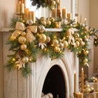 6 Ft. Pre-lit Nobel Gold Garland image number 0