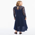 Lace Long Sleeve Satin Midi Dress image number 2