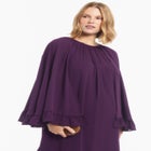 Ruffled Georgette Gown With Cape image number 4