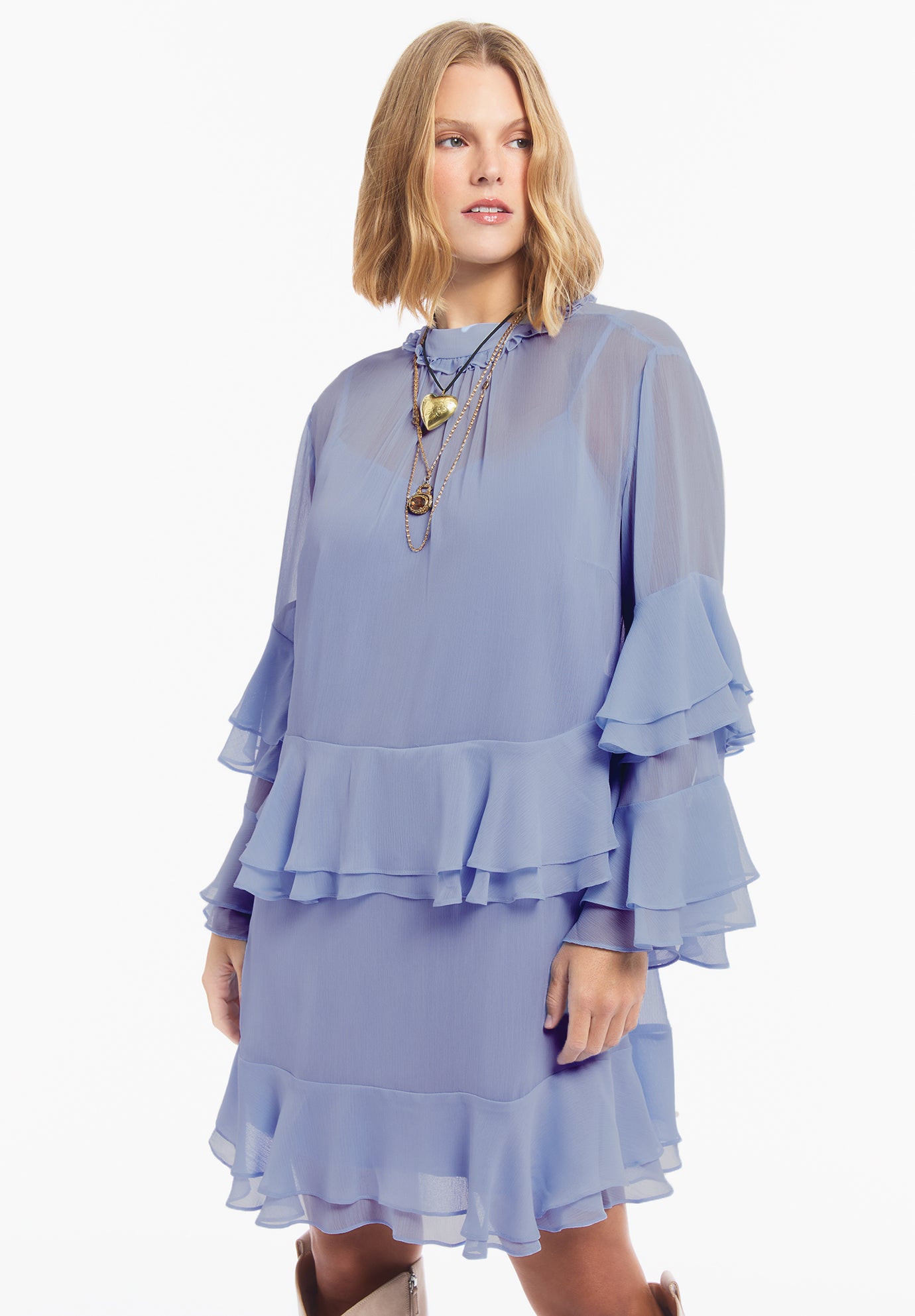 Ruffled Chiffon Mini Dress image number 2