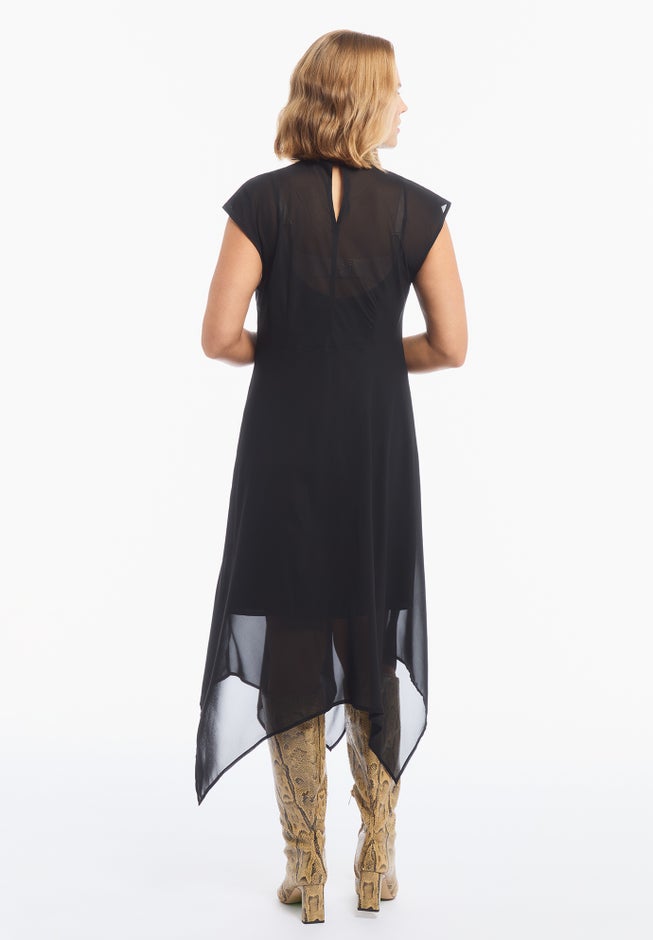 Sheer Handkerchief Hem Maxi Dress image number 2