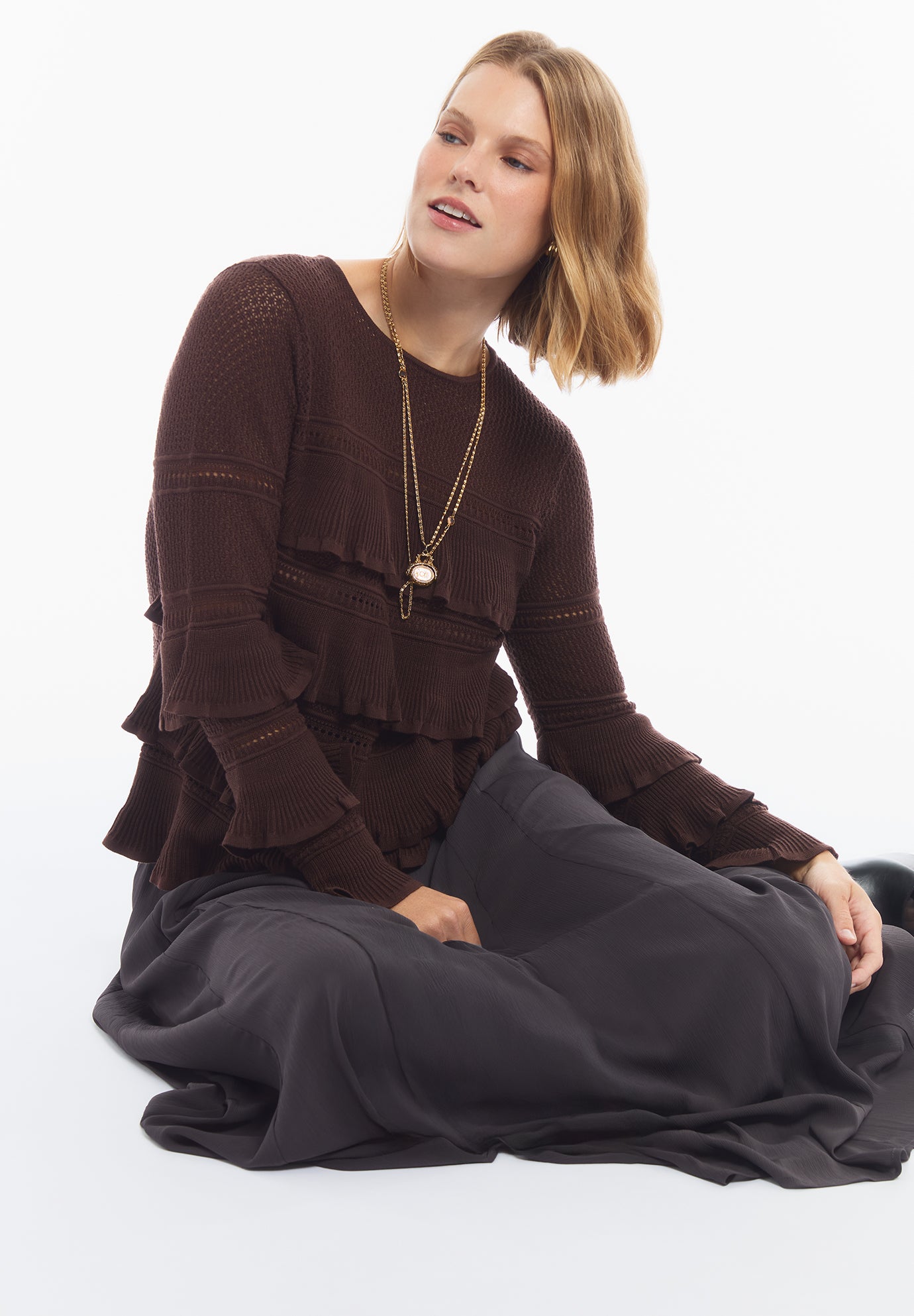Seamed Chiffon Maxi Skirt image number 3