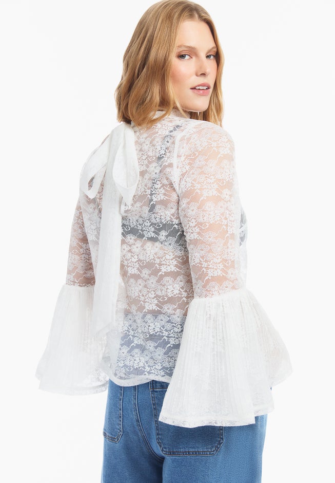 Sheer Chantilly Lace Blouse image number 3