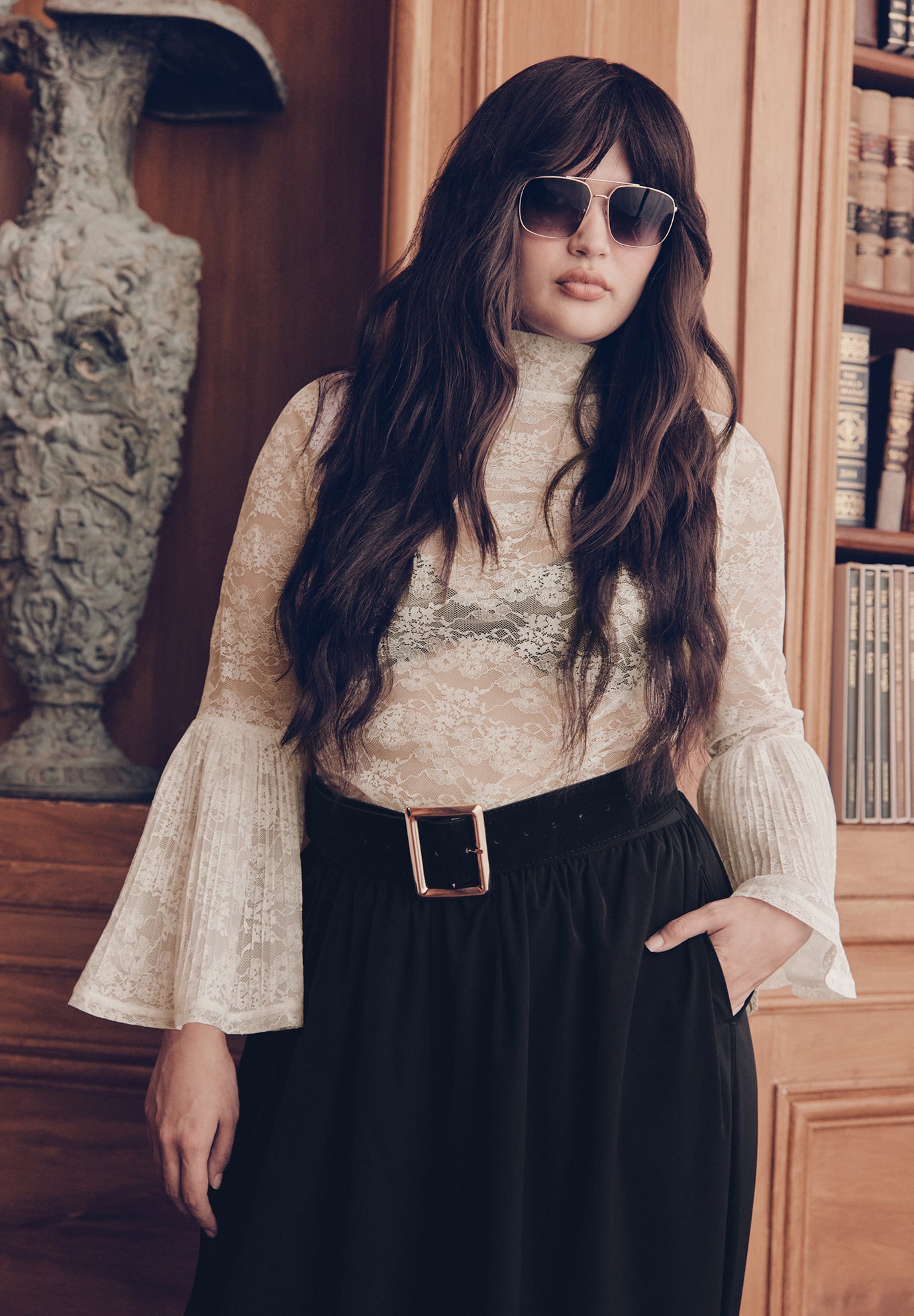 Sheer Chantilly Lace Blouse image number 0