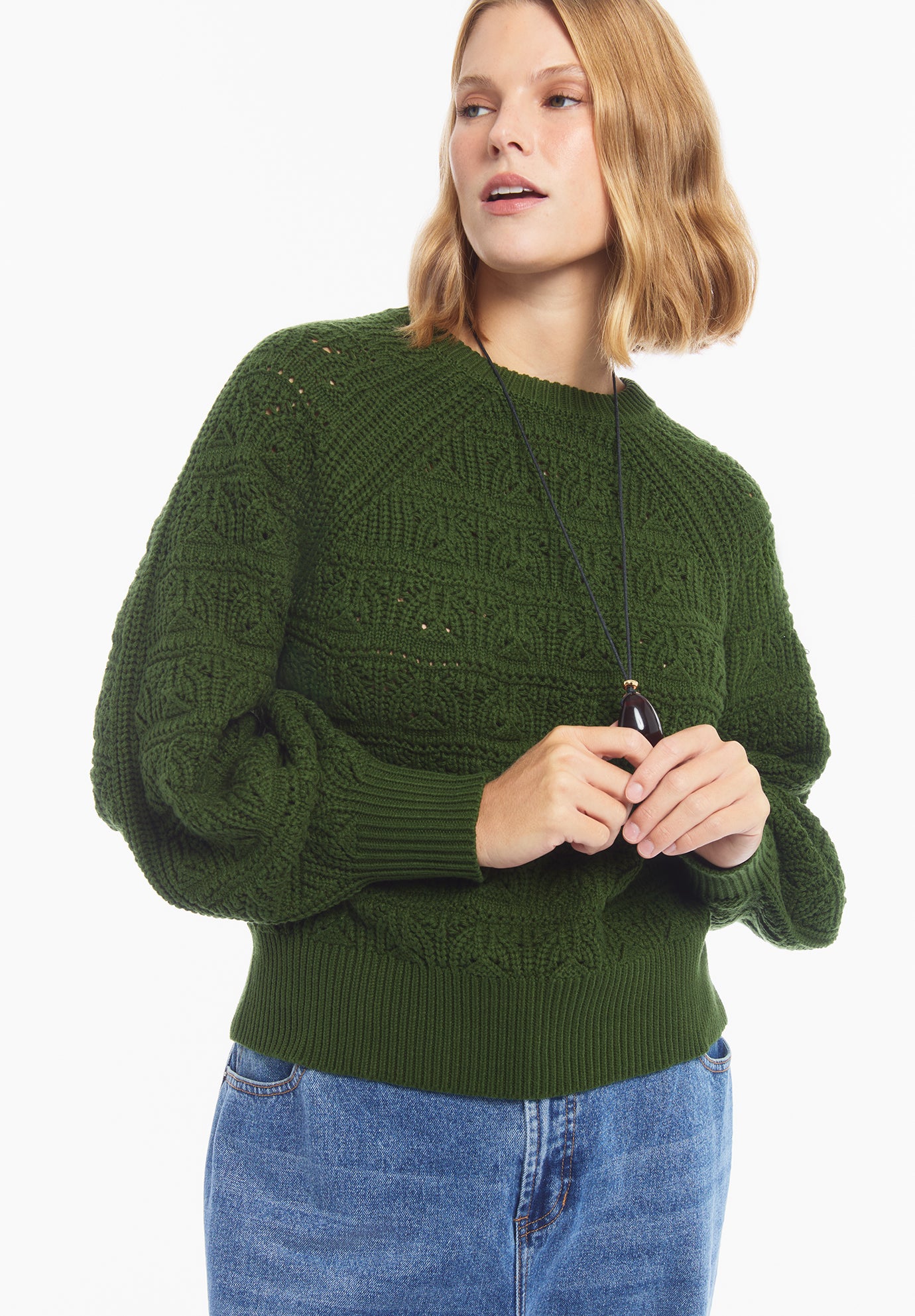 Balloon Sleeve Knit Pullover image number 3