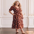 Plus Size Chiffon V-Neck Short Sleeve Tiered Maxi Dress image number 0