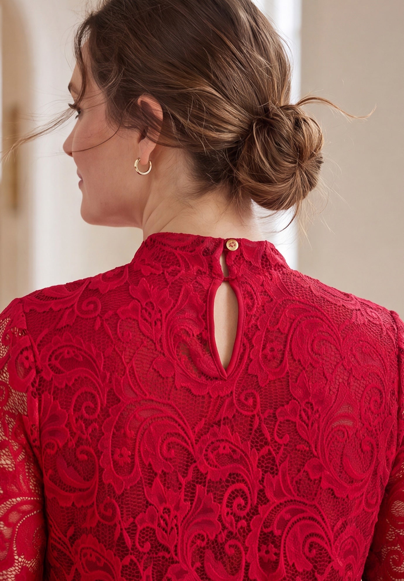 Stretch Lace Mock Neck Top image number 2