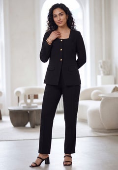 Stretch Crepe Square Neck Pantsuit