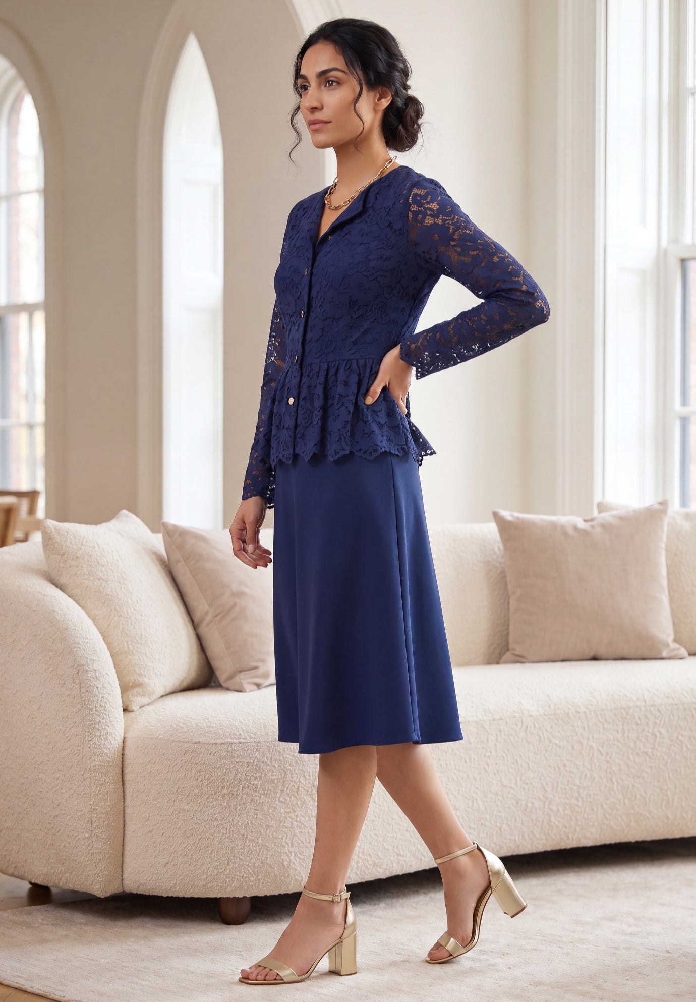 Peplum Lace Jacket Dress image number 2