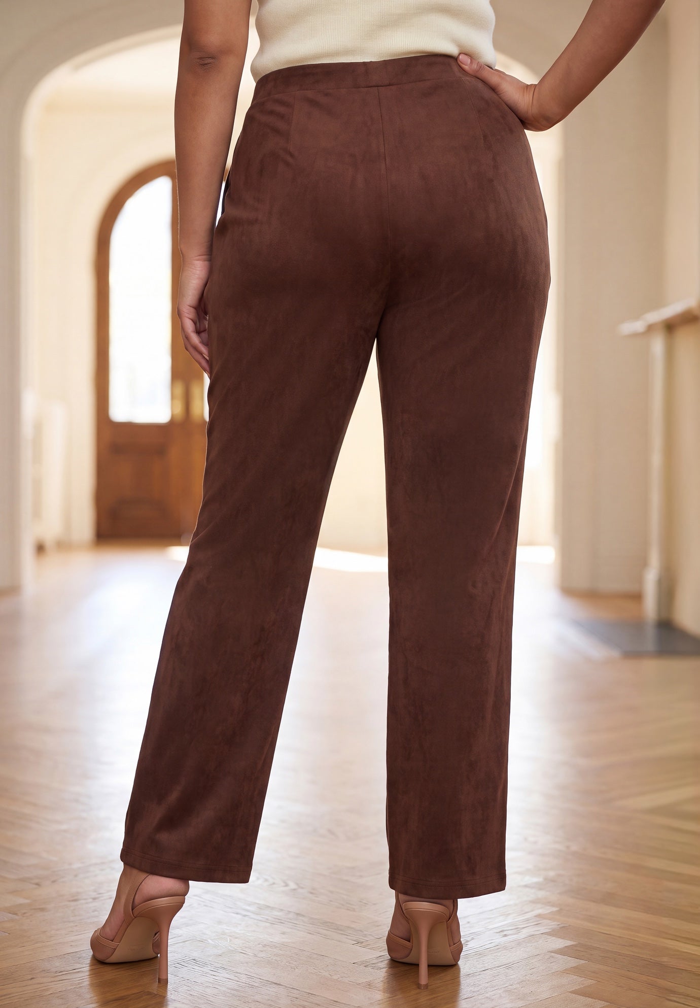Stretch Faux Suede Flare Leg Pant image number 1