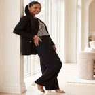 Ponte Jacket & Wide Leg Pant Suit Set image number 2