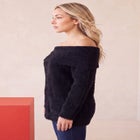 Plus Size Eyelash Off-the-Shoulder Sweater image number 2