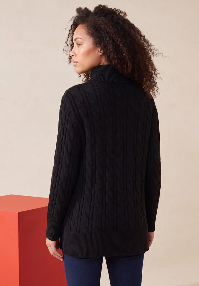 Plus Size Cozy Cable Turtleneck Sweater image number 1