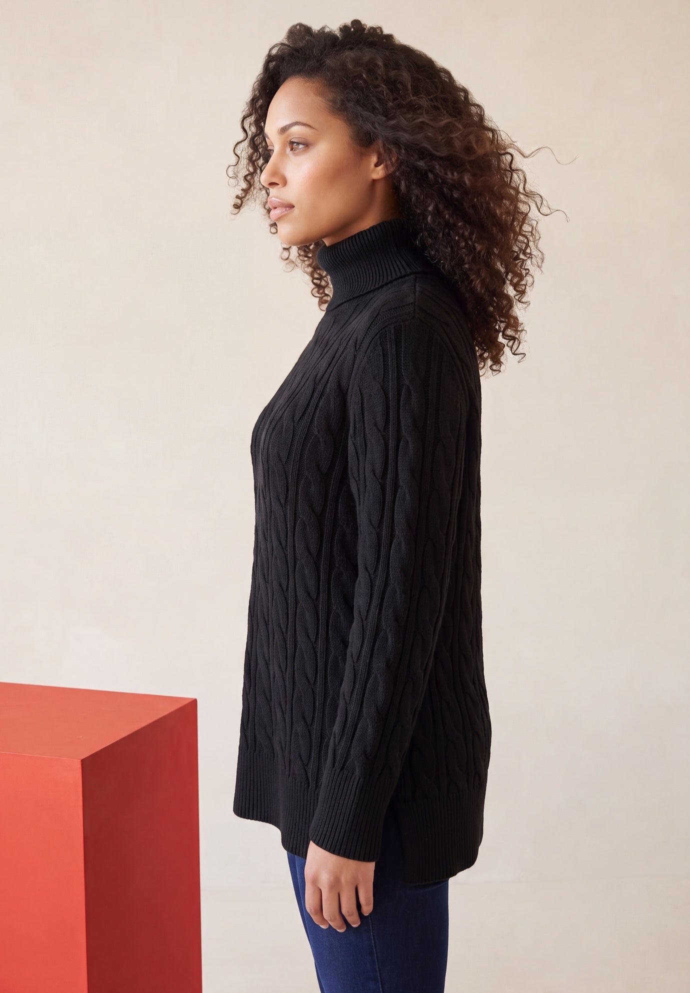 Plus Size Cozy Cable Turtleneck Sweater image number 2