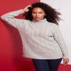 Plus Size Cozy Cable Turtleneck Sweater image number 1