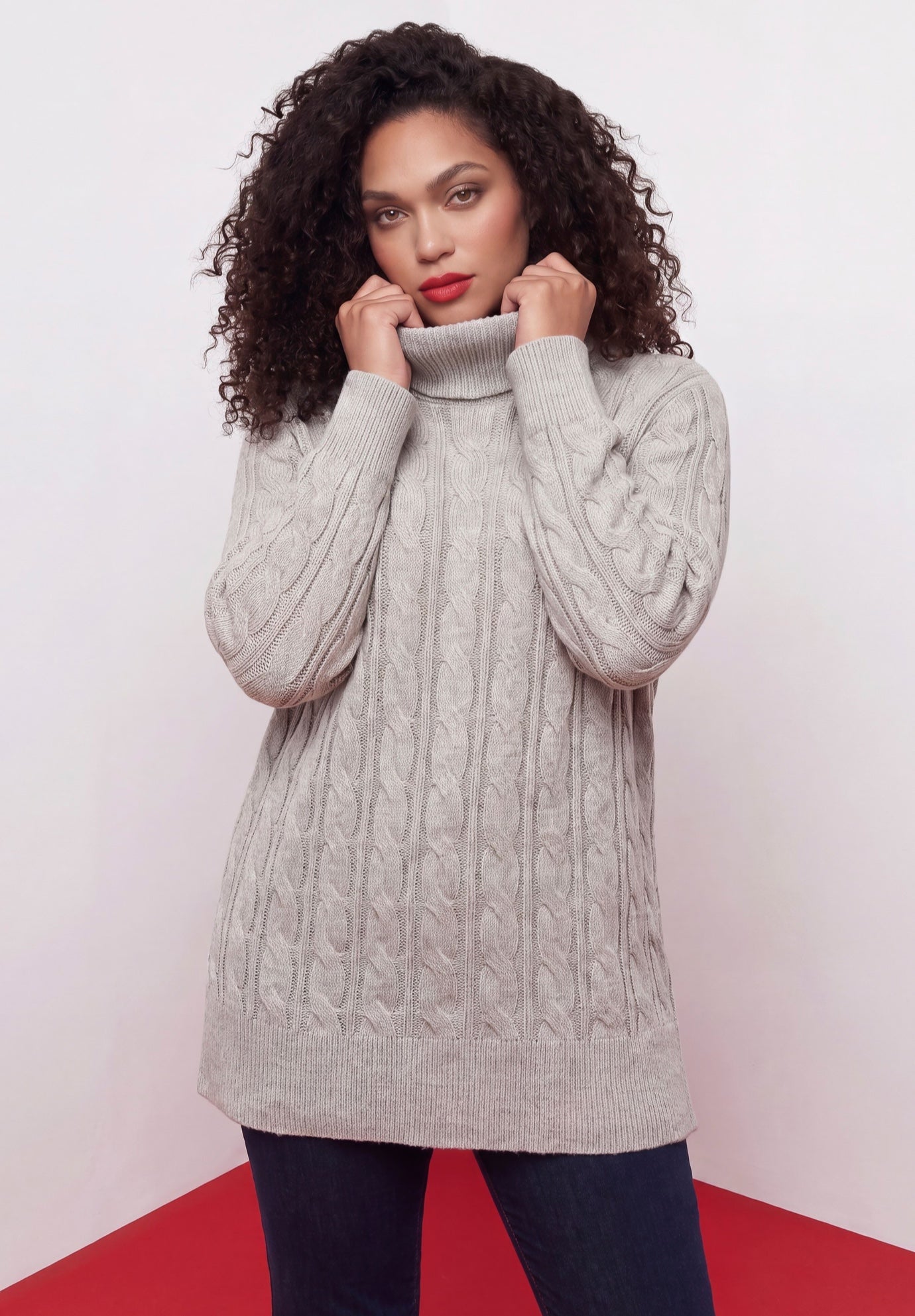 Plus Size Cozy Cable Turtleneck Sweater image number 0