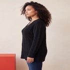 Plus Size Cozy Cable V-Neck Tunic Sweater image number 2
