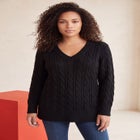 Plus Size Cozy Cable V-Neck Tunic Sweater image number 0
