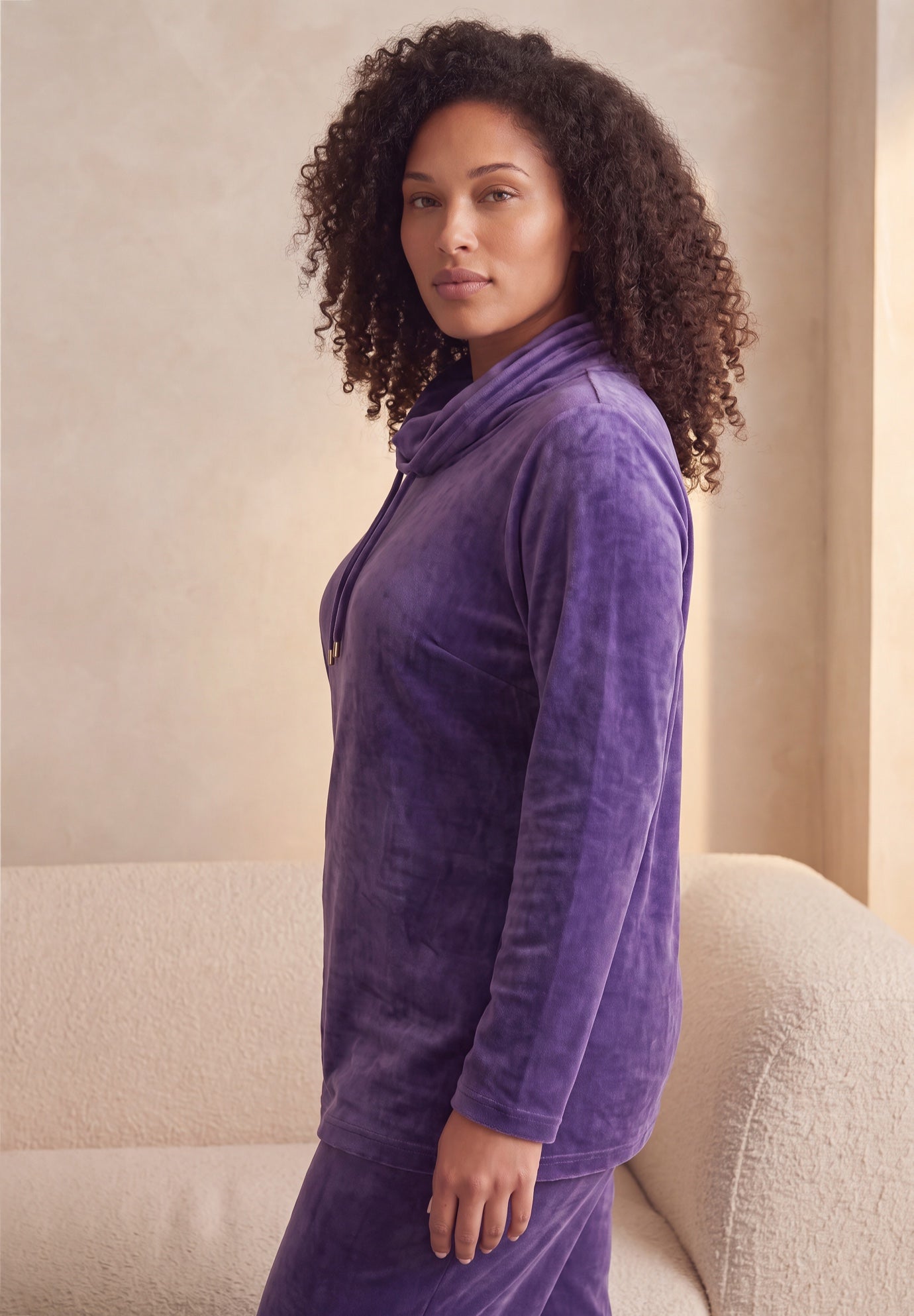 Plus Size Comfort+ Velour Cowl Neck Tunic image number 2