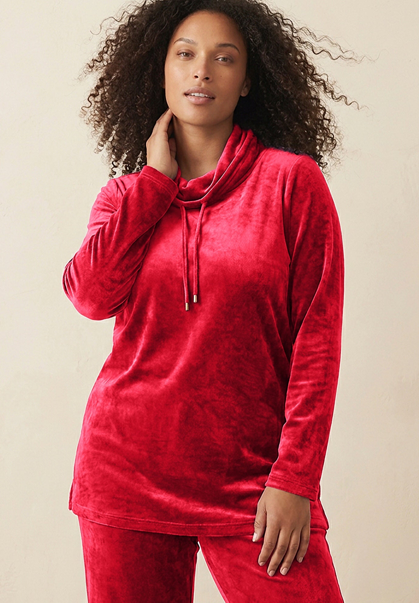 Plus Size Comfort+ Velour Cowl Neck Tunic image number 0