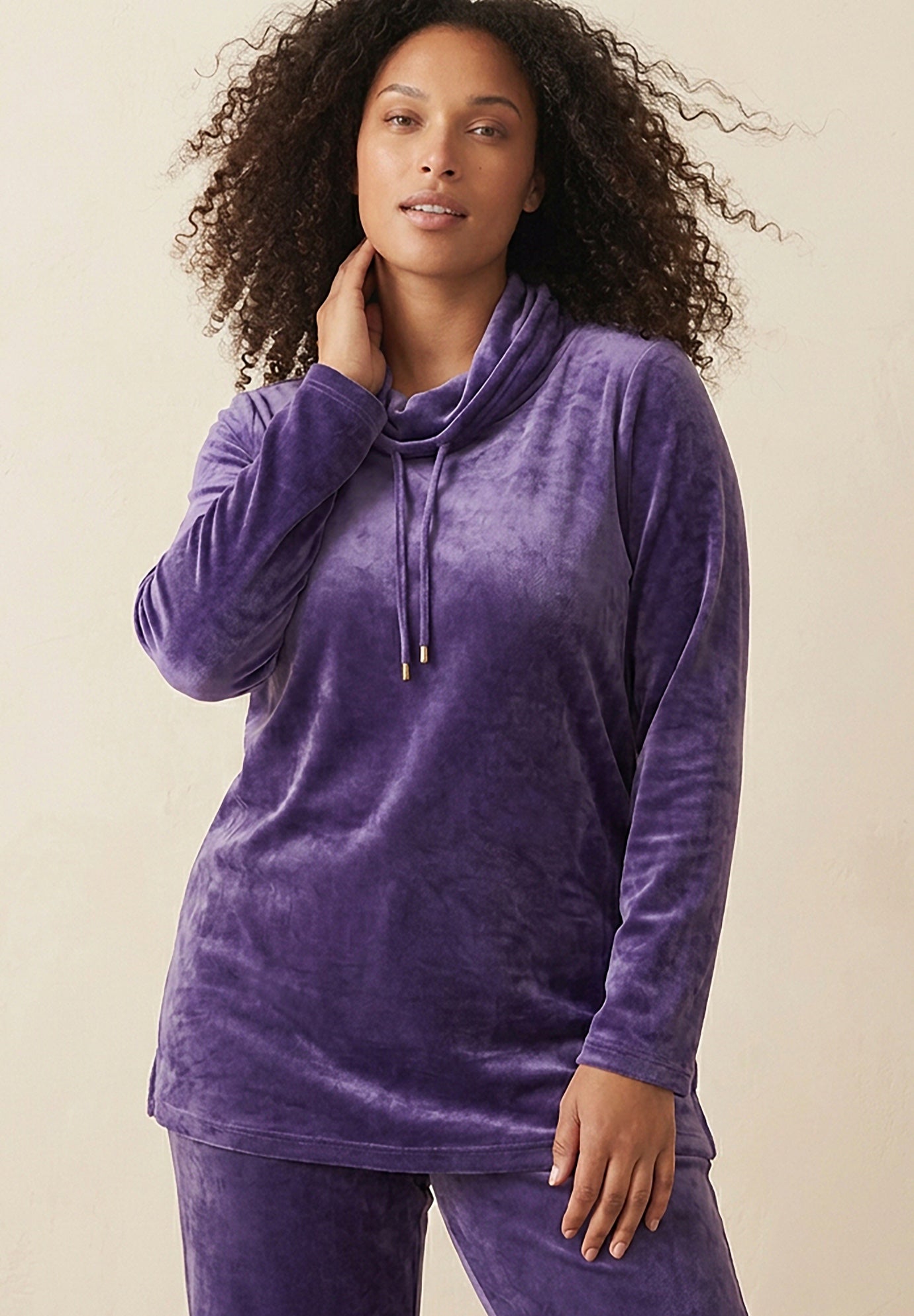 Plus Size Comfort+ Velour Cowl Neck Tunic image number 0