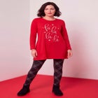Plus Size Cotton Graphic Print Long Sleeve Swing Tunic image number 0