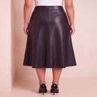 Plus Size Faux Leather A-Line Midi Skirt image number 1