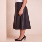 Plus Size Faux Leather A-Line Midi Skirt image number 2
