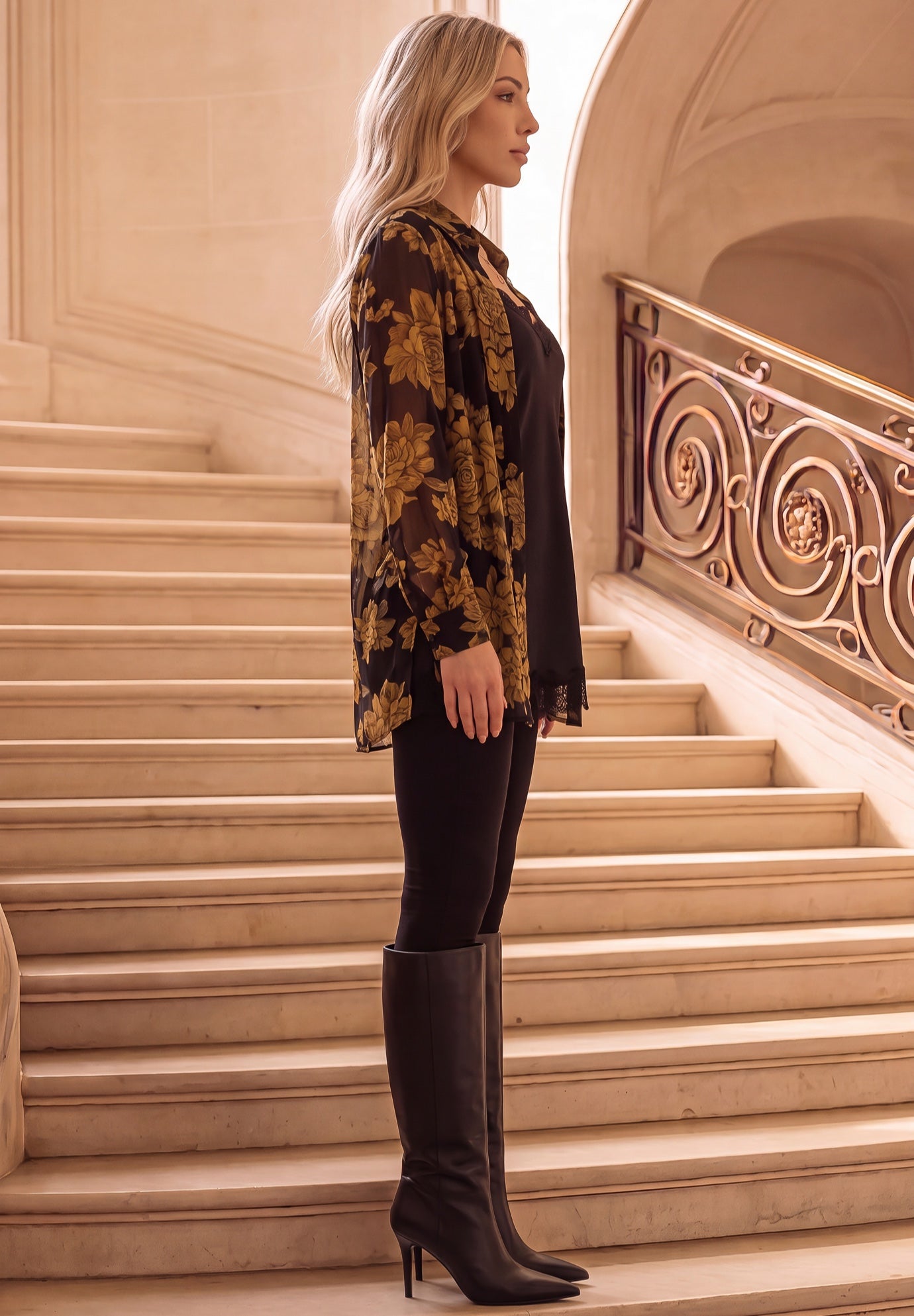 Plus Size Metallic Jacquard Button-Front Tunic image number 2