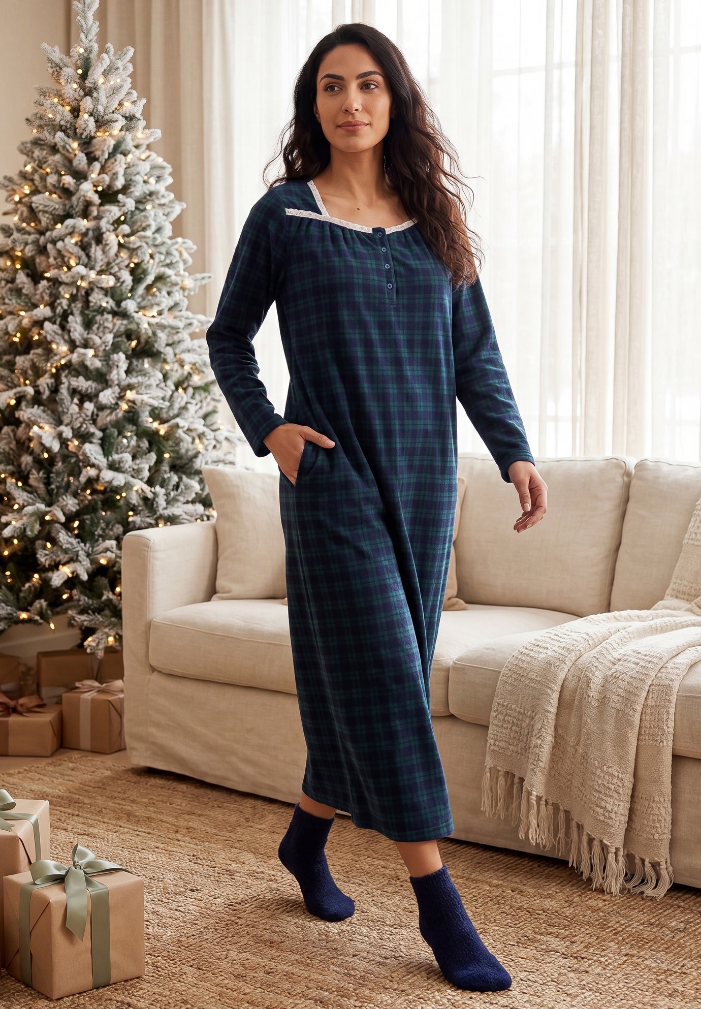 Only Necessities Soft & Cozy Gown & Socks image number 1